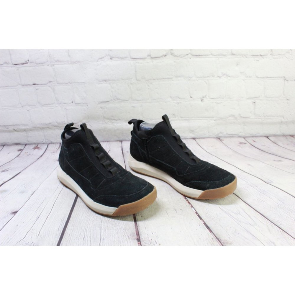 LL Bean Vista Black Suede Stretch Collar Pull-On Mid Boots Size 8.5 M - Picture 3 of 9